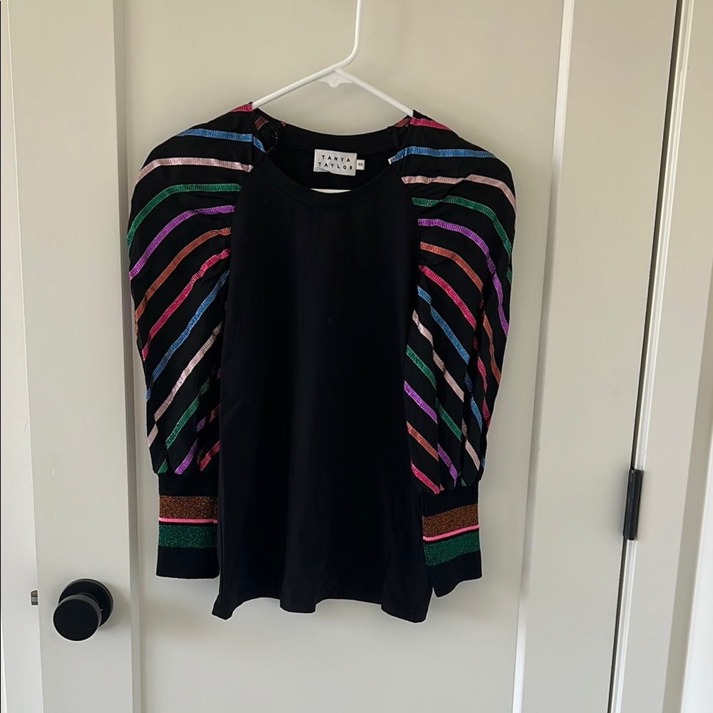Black and Multicolor Striped Sweater